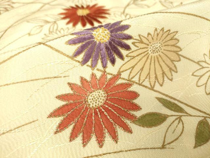 平和屋着物▽訪問着 単衣 駒刺繍 草花文 金彩 伊と幸 反端付き 正絹 逸品 未使用 DAAX3094az