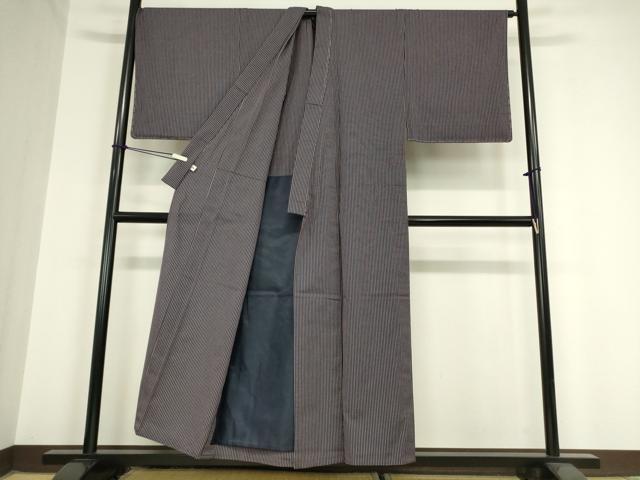 平和屋着物▽男性 小紋 単衣 アンサンブル 縞 キングサイズ 綿 逸品 DAAX3095az