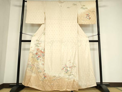 平和屋着物▽訪問着 単衣 御所車花文 暈し染め 金彩 正絹 逸品 DAAX3083az