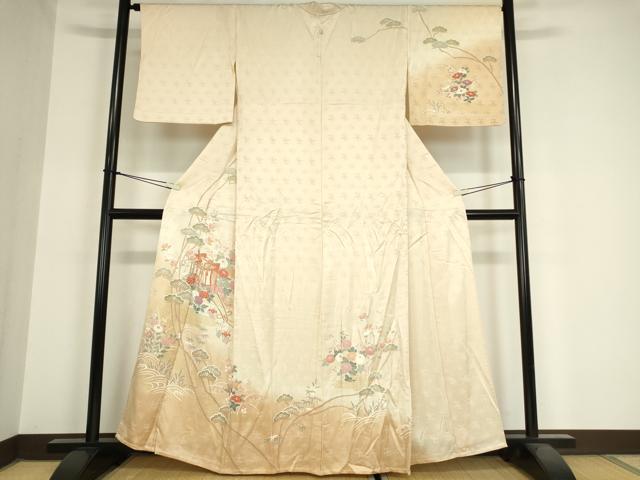 平和屋着物▽訪問着 単衣 御所車花文 暈し染め 金彩 正絹 逸品 DAAX3083az