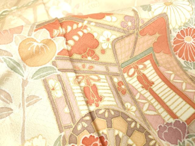 平和屋着物▽訪問着 単衣 御所車花文 暈し染め 金彩 正絹 逸品 DAAX3083az