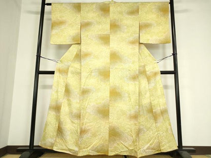 平和屋着物▽上質な小紋 単衣 霞文 正絹 逸品 DAAX3075az