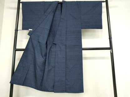 平和屋着物▽男性 紬 単衣 アンサンブル 留紺色 正絹 逸品 DAAX3096az