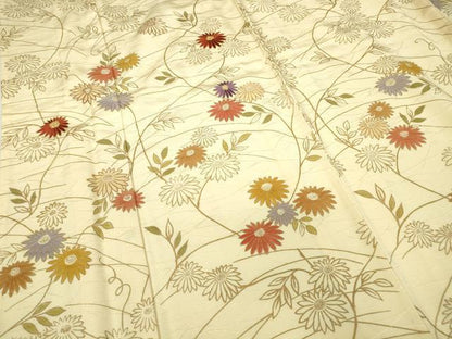 平和屋着物▽訪問着 単衣 駒刺繍 草花文 金彩 伊と幸 反端付き 正絹 逸品 未使用 DAAX3094az
