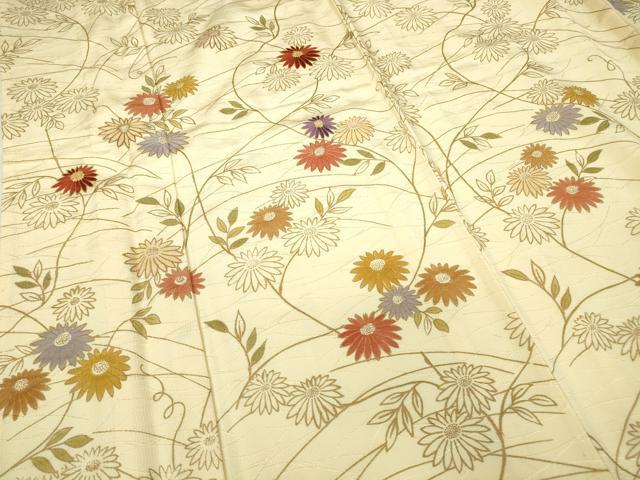 平和屋着物▽訪問着 単衣 駒刺繍 草花文 金彩 伊と幸 反端付き 正絹 逸品 未使用 DAAX3094az