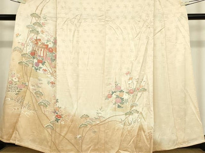 平和屋着物▽訪問着 単衣 御所車花文 暈し染め 金彩 正絹 逸品 DAAX3083az