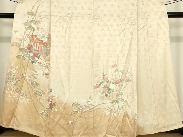 平和屋着物▽訪問着 単衣 御所車花文 暈し染め 金彩 正絹 逸品 DAAX3083az
