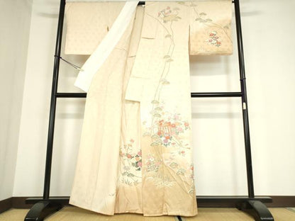 平和屋着物▽訪問着 単衣 御所車花文 暈し染め 金彩 正絹 逸品 DAAX3083az