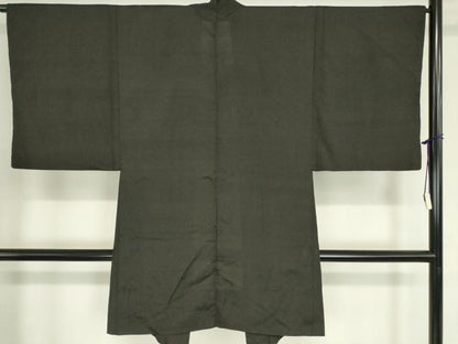 平和屋着物▽男性 長羽織 スリーシーズン春夏秋 塵除け 霞文 憲法黒茶色 正絹 逸品 DAAX3090az