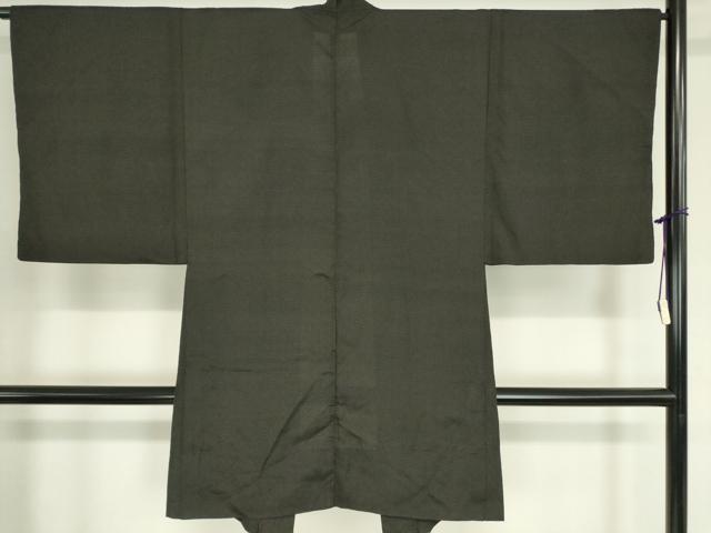 平和屋着物▽男性 長羽織 スリーシーズン春夏秋 塵除け 霞文 憲法黒茶色 正絹 逸品 DAAX3090az