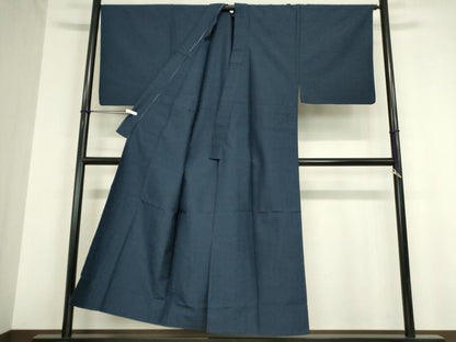平和屋着物▽男性 紬 単衣 アンサンブル 留紺色 正絹 逸品 DAAX3097az