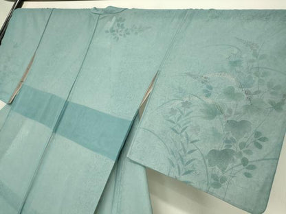 平和屋着物▽中国三大刺繍　スワトウ刺繍　汕頭刺繍　訪問着　無双　紗袷　紗×紗　桔梗芝文　手描き　正絹　逸品　DAAX3103az