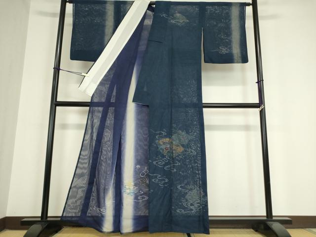 平和屋着物▽訪問着 無双 紗袷 紗×紗 地紙花鳥文 暈し染め 金彩 正絹 逸品 DAAX3105az