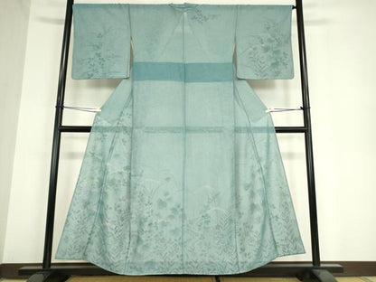 平和屋着物▽中国三大刺繍　スワトウ刺繍　汕頭刺繍　訪問着　無双　紗袷　紗×紗　桔梗芝文　手描き　正絹　逸品　DAAX3103az