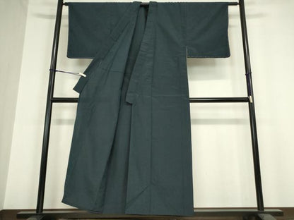 平和屋着物▽男性 お召 単衣 アンサンブル 紺色 正絹 逸品 DAAX3098az