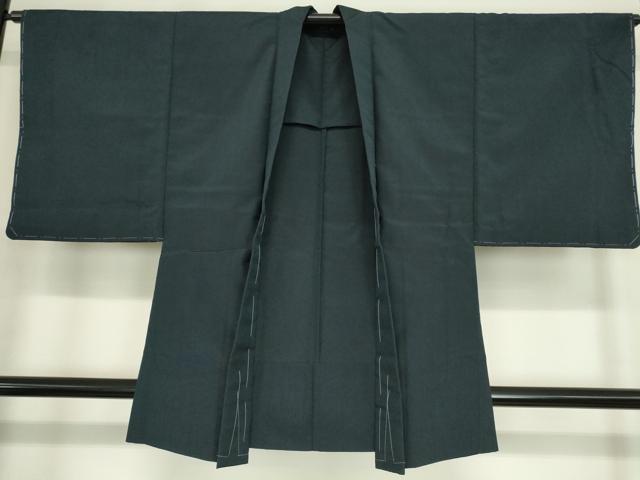 平和屋着物▽男性 お召 単衣 アンサンブル 紺色 正絹 逸品 DAAX3098az