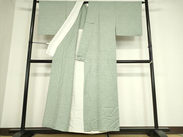 平和屋着物▽上質な色無地 単衣 花楓地紋 湊鼠色 正絹 逸品 DAAX3117az