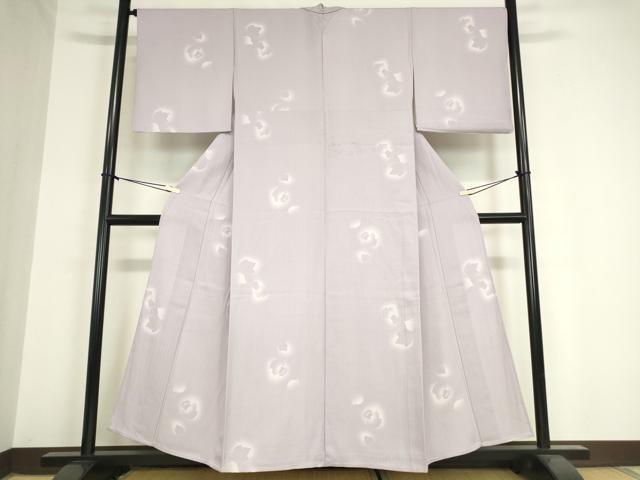 平和屋着物▽上質な小紋　単衣　舞葉文　暈し染め　正絹　逸品　DAAX3131az