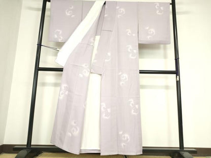 平和屋着物▽上質な小紋　単衣　舞葉文　暈し染め　正絹　逸品　DAAX3131az