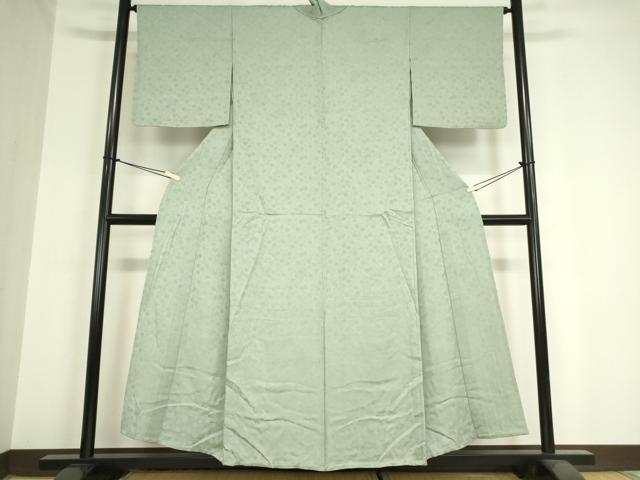 平和屋着物▽上質な色無地 単衣 花楓地紋 湊鼠色 正絹 逸品 DAAX3117az