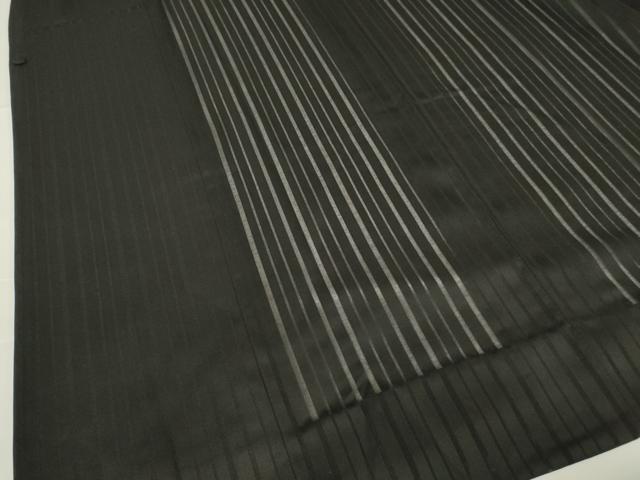平和屋着物▽道行コート スリーシーズン 春夏秋 塵除け 縞 黒色 ロング丈 正絹 逸品 未使用 DAAX3133az