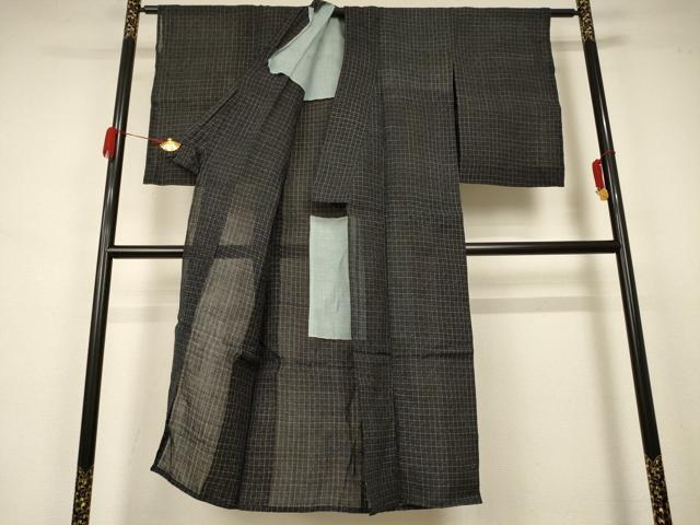 平和屋着物＊夏物 上布 格子 麻 逸品 AABA9354jd