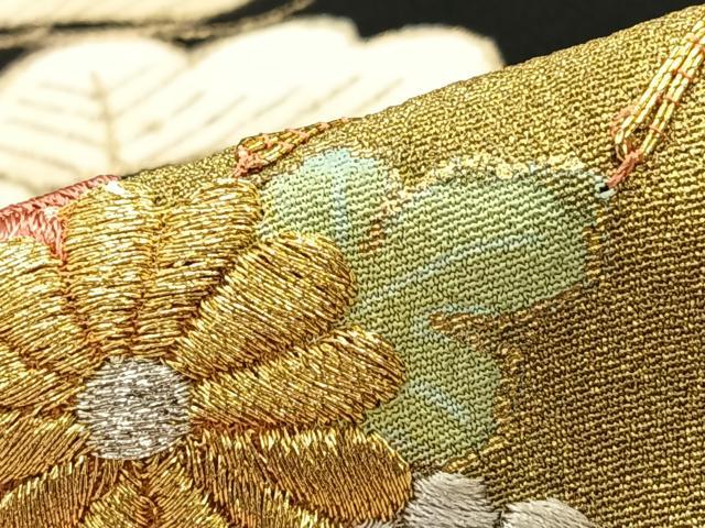 平和屋着物■豪華黒留袖　駒刺繍　扇面松花文　金銀糸　正絹　逸品　AABB1702mf