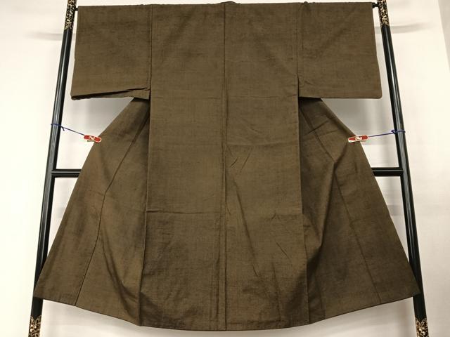 平和屋着物●男性　紬　アンサンブル　色無地　赤墨色　正絹　逸品　AABA8835zg