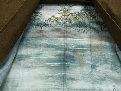 平和屋着物●男性　紬　アンサンブル　色無地　赤墨色　正絹　逸品　AABA8835zg