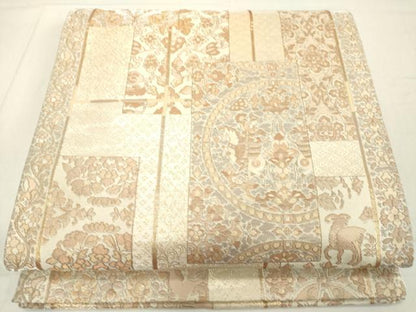 平和屋着物◎六通柄袋帯 古代更紗文 金糸 正絹 逸品 DAAX5175cd