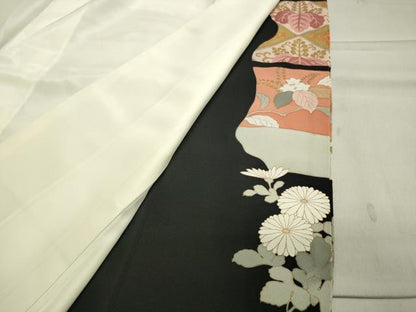 平和屋着物■豪華黒留袖　駒刺繍　桐菊吉祥文　金銀彩　正絹　逸品　CAAY6417gh