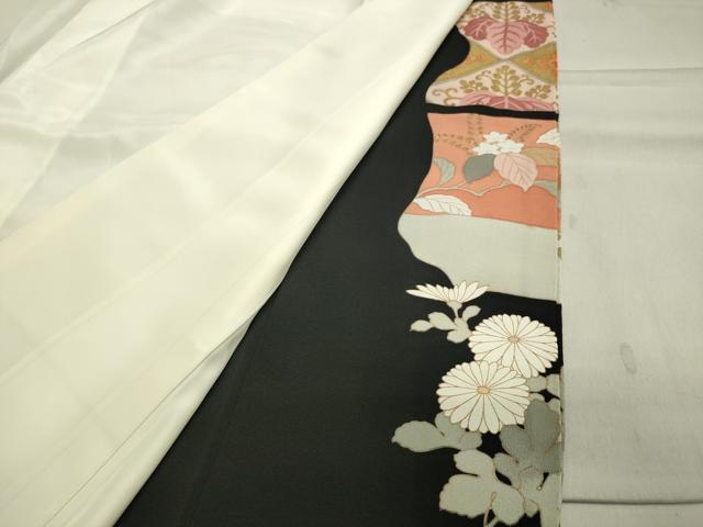 平和屋着物■豪華黒留袖　駒刺繍　桐菊吉祥文　金銀彩　正絹　逸品　CAAY6417gh