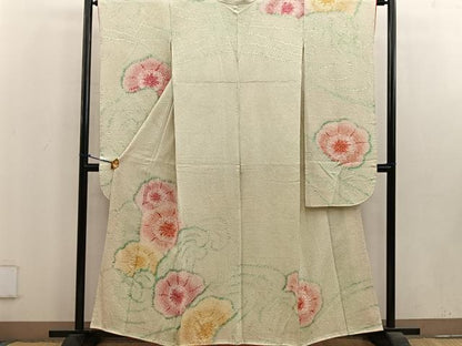 平和屋着物●豪華振袖 総絞り 立波花文 正絹 逸品 BAAV0720mz