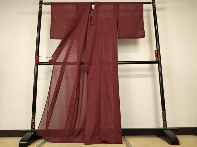 平和屋着物＊夏物 色無地 絽 葡萄茶色 洗える着物 未使用 AABB2486jd