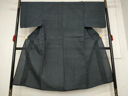 平和屋着物＊夏物 男性 紬 藍鉄色 正絹 逸品 未使用 AABB0569st