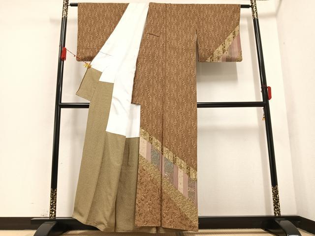 平和屋着物●訪問着　更紗草花文　正絹　逸品　AABB1474ph