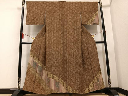 平和屋着物●訪問着　更紗草花文　正絹　逸品　AABB1474ph