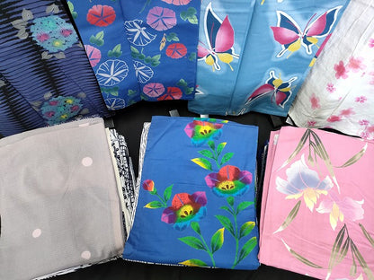 平和屋本店■浴衣 まとめて 45点 蝶 花柄 朝顔 紫陽花 JUNKO SHIMADA 綿紅梅 など 着用可能多数 未使用品あり ppp2684
