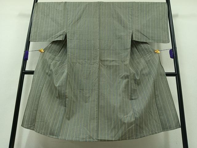 平和屋着物▽男性　単衣　縞　正絹　逸品　AABB2479jh