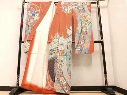 平和屋着物●名門 藤娘きぬたや・総絞り 振袖 吉祥花文 正絹 逸品 AABB2927ph