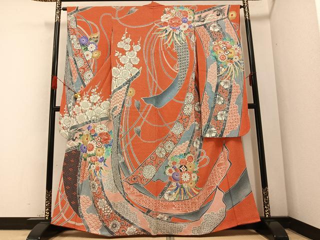 平和屋着物●名門 藤娘きぬたや・総絞り 振袖 吉祥花文 正絹 逸品 AABB2927ph