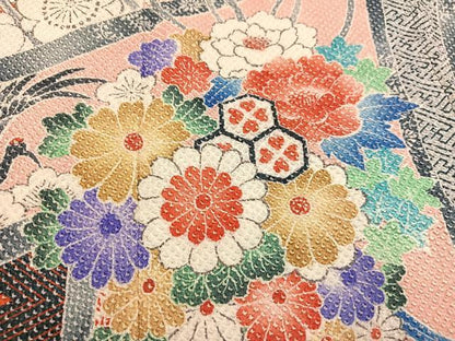 平和屋着物●名門 藤娘きぬたや・総絞り 振袖 吉祥花文 正絹 逸品 AABB2927ph