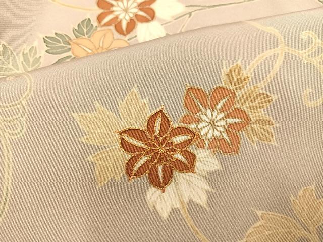 平和屋着物●訪問着 友禅 駒刺繍 枝花文 金彩 正絹 逸品 AABB2963ph