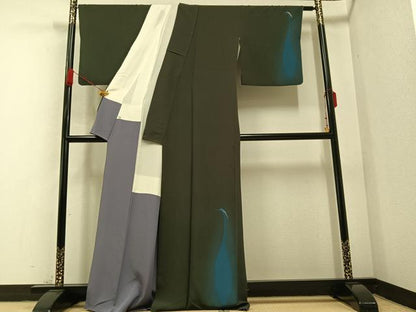 平和屋着物●世界的人形師 辻村寿三郎 ジュサブロー 訪問着 刺繍 鷺 暈し染め 正絹 逸品 AABB2935ph