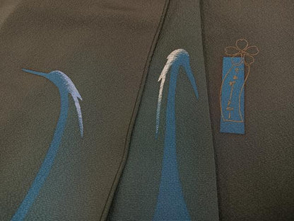平和屋着物●世界的人形師 辻村寿三郎 ジュサブロー 訪問着 刺繍 鷺 暈し染め 正絹 逸品 AABB2935ph