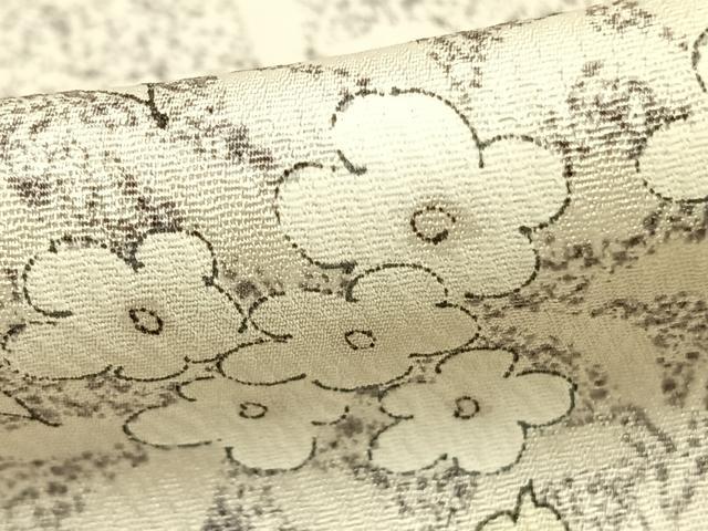 平和屋着物▽上質な小紋 単衣 草花文 正絹 逸品 AABA7780fy