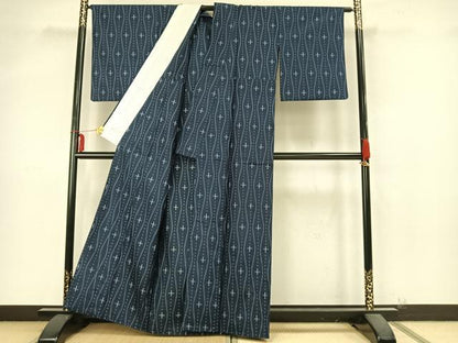 平和屋着物▽上質な紬 単衣 立涌文 正絹 逸品 AABB2066fy