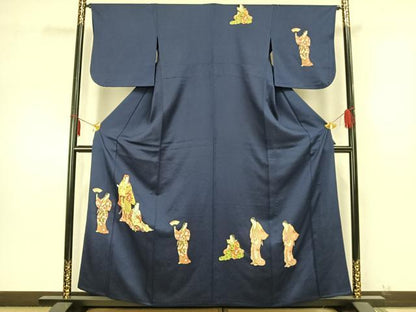 平和屋着物▽訪問着 単衣 人物文 金彩 正絹 逸品 AABB2075fy