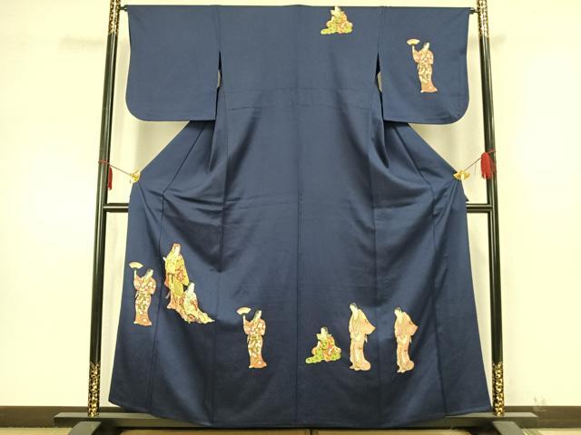 平和屋着物▽訪問着 単衣 人物文 金彩 正絹 逸品 AABB2075fy