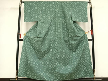 平和屋着物▽上質な紬 単衣 琉球絣 反端付き 正絹 逸品 未使用 AABB2081fy